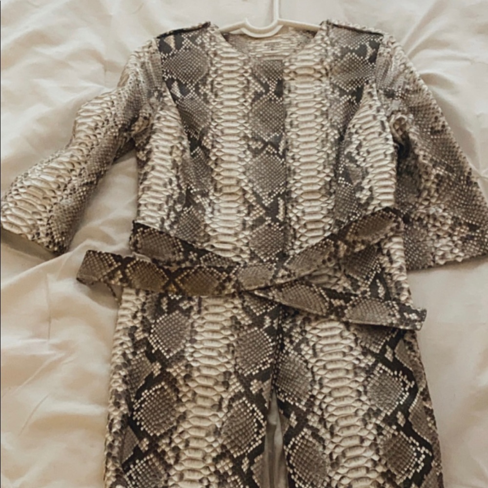 Python genuine leather trench